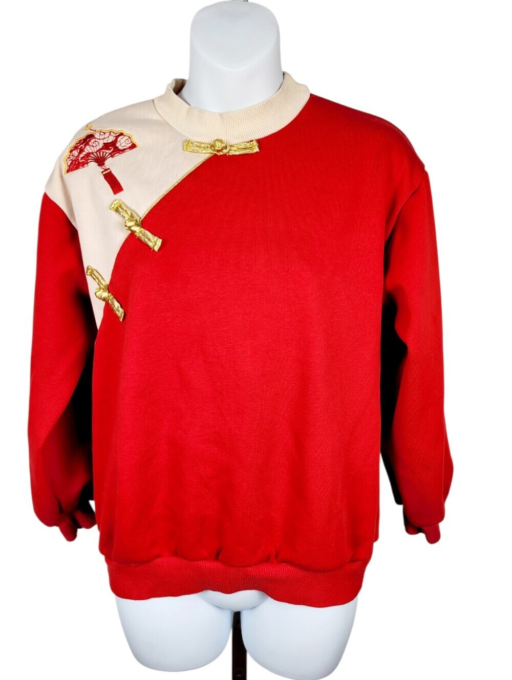 2/$20 Y2K Red Asian Pattern Sweatshirt Top Size: M